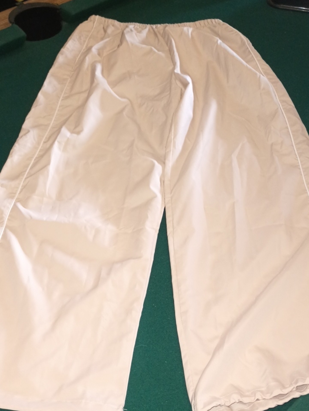 Unisex Beige Lightweight Elastic-Waist, Wide Leg Pants